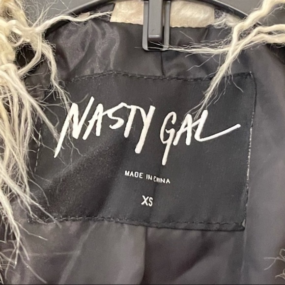 Nasty Gal wool blend faux fur zip front jacket womens size XS - Picture 7 of 10